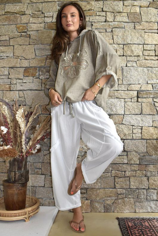 Rustic Nature Linen Blend Hippie Shake Hoodie Washed Walnut 